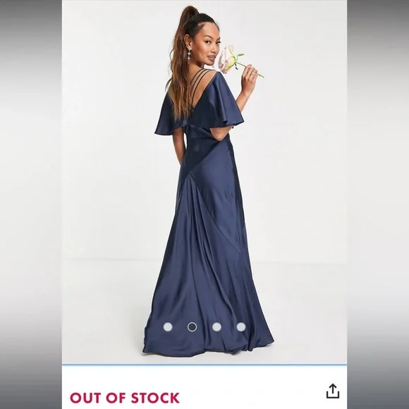 ASOS | Dresses | Asos Edition Satin Flutter Sleeve Maxi Dress With Strap  Details In Petrol Blue | Poshmark